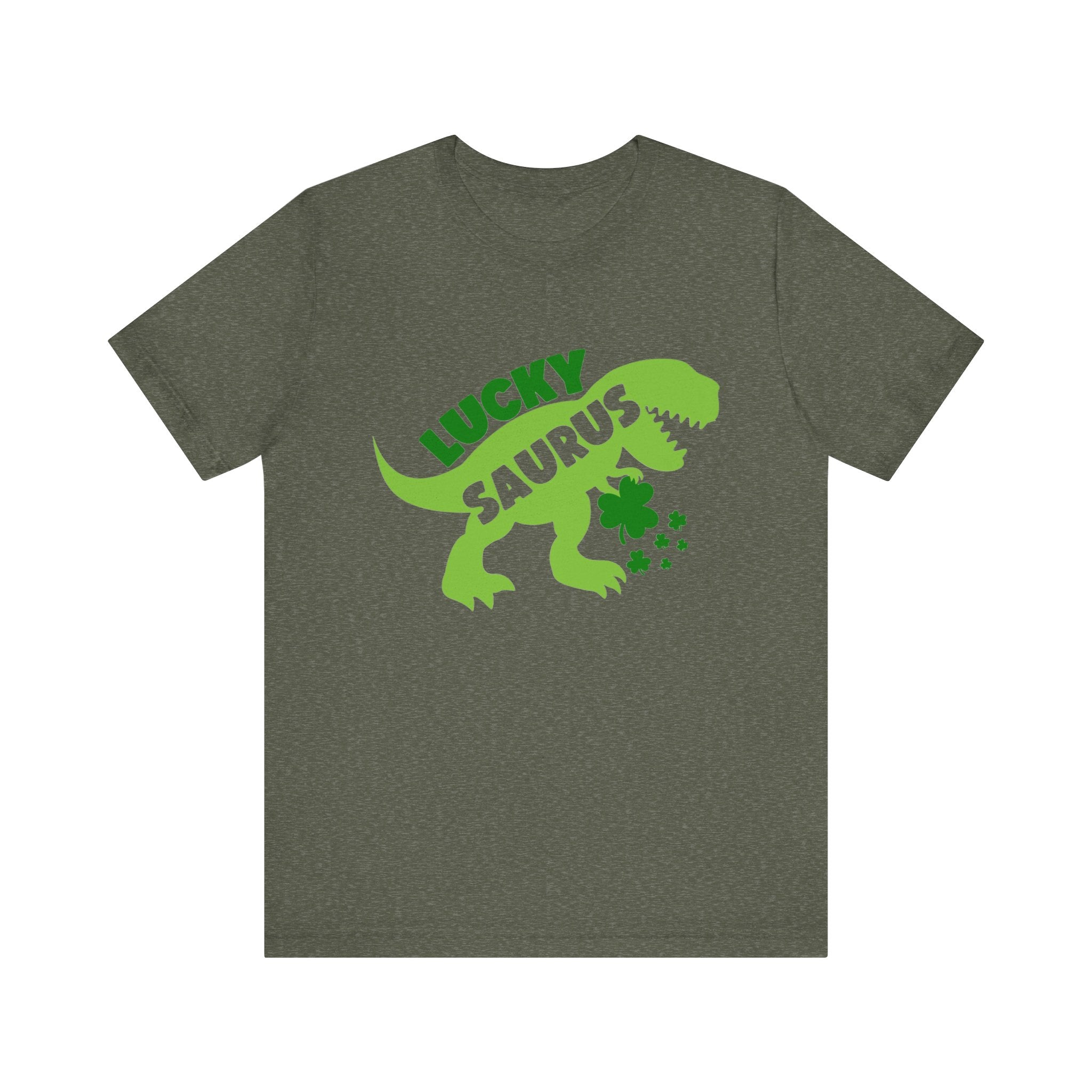 Lucky Saurus T-Shirt — St. Patrick’s Day Dinosaur Tee with Shamrock