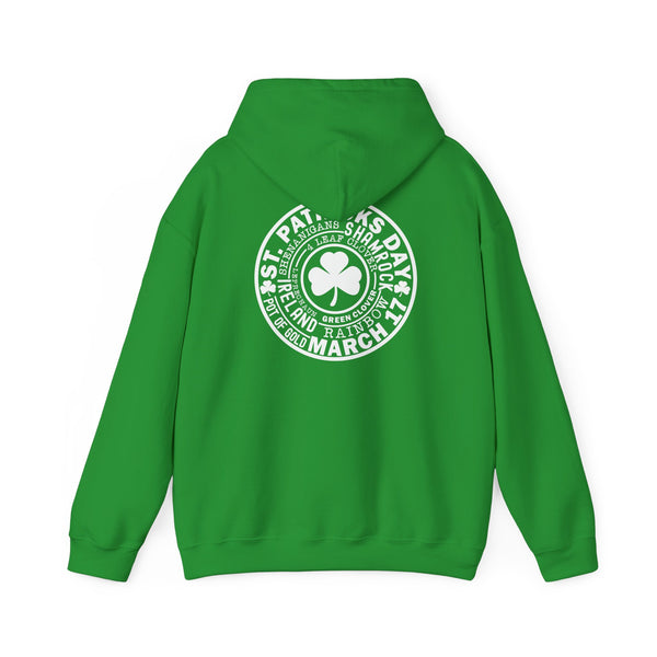St. Paddy's Day March 17th Green Hoodie with Beer Emblem