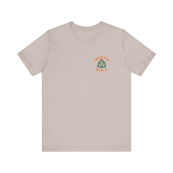 Irish Pub World Chest Tee — Minimal Logo T-Shirt