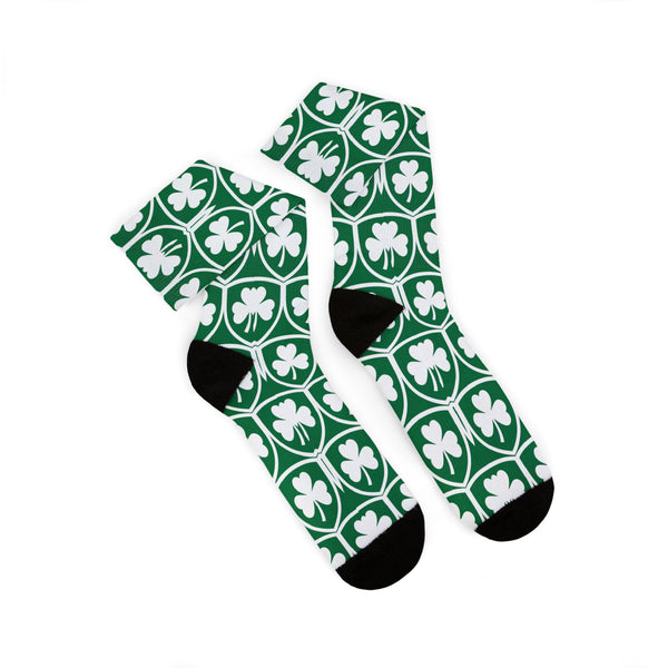 St. Patrick’s Day Green Shamrock Crew Socks – Clover Pattern Novelty Socks